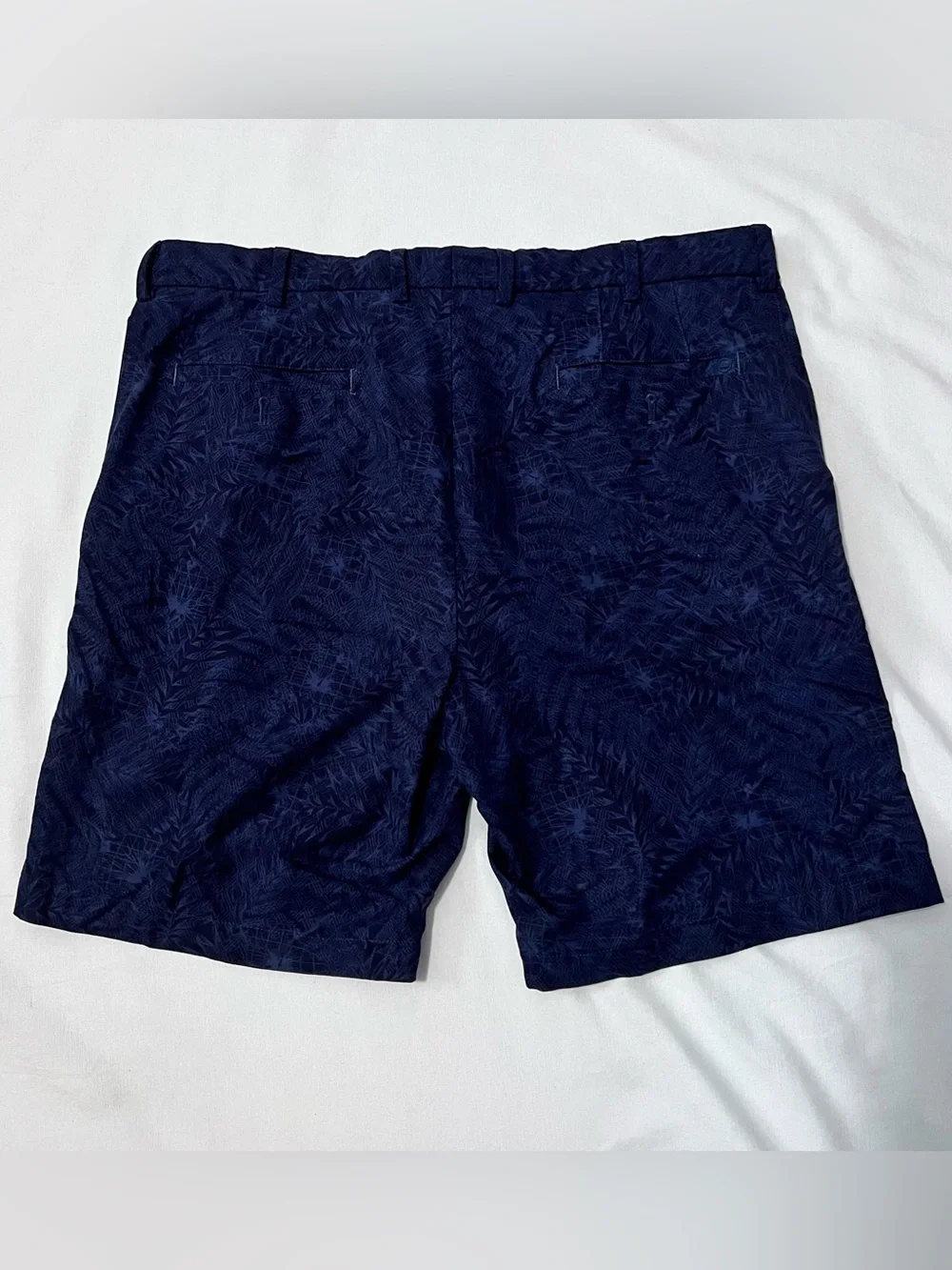 Peter Millar Crown Sport Navy Tropical Palm Print Golf Shorts 9” 35